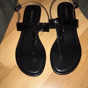 black coach sandals